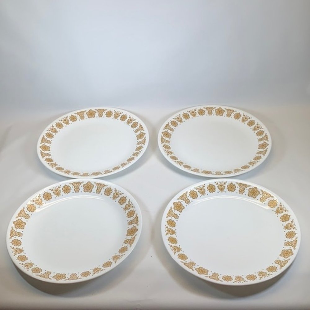 Vintage Corelle Gold Butterfly dinner plates set 4